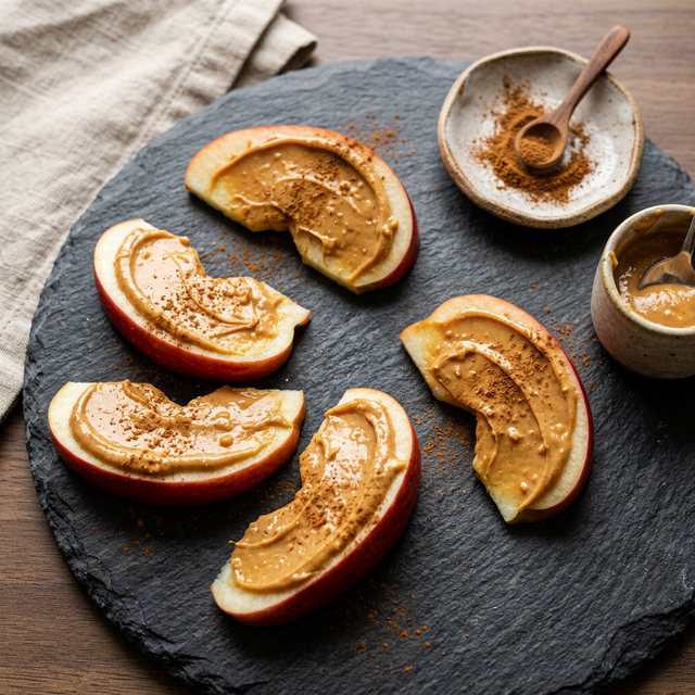 Elma Dilimleri ve Fıstık Ezmesi